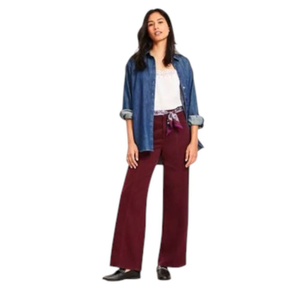 LOFT 5 pocket seamed wide leg jeans pants Women’s Size 10 Garnet - never worn